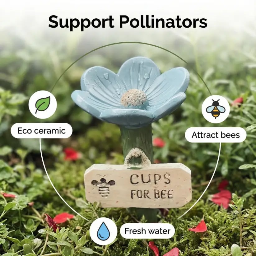 🌸🐝Flower-Shaped Ceramic Bee Watering Station